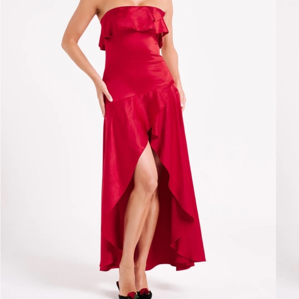 Elegant Meshki Red Strapless Dress